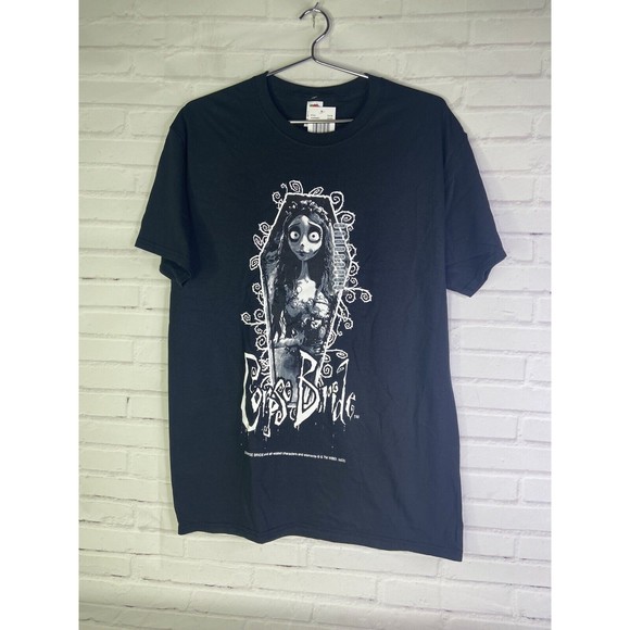 Tim Burton Corpse Bride Emily Picture Black Graphic Tee Shirt Top Womens Size M